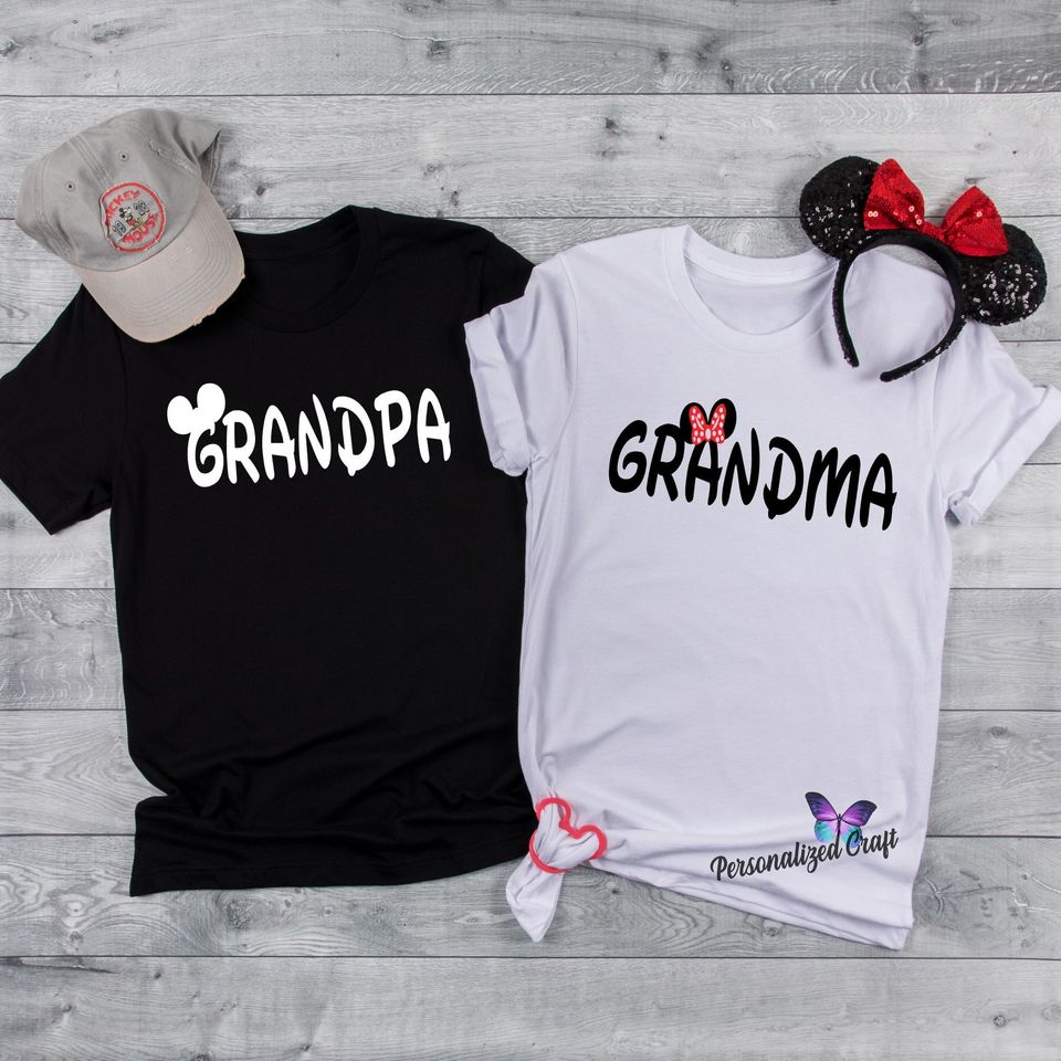 Disney NANA PAPA Mickey Mouse Minnie Mouse T-shirt,