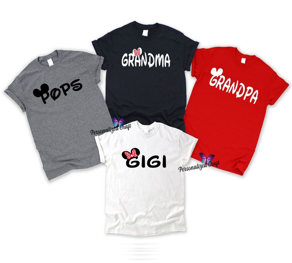 Disney NANA PAPA Mickey Mouse Minnie Mouse T-shirt,