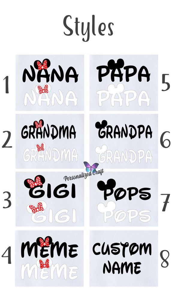 Disney NANA PAPA Mickey Mouse Minnie Mouse T-shirt,