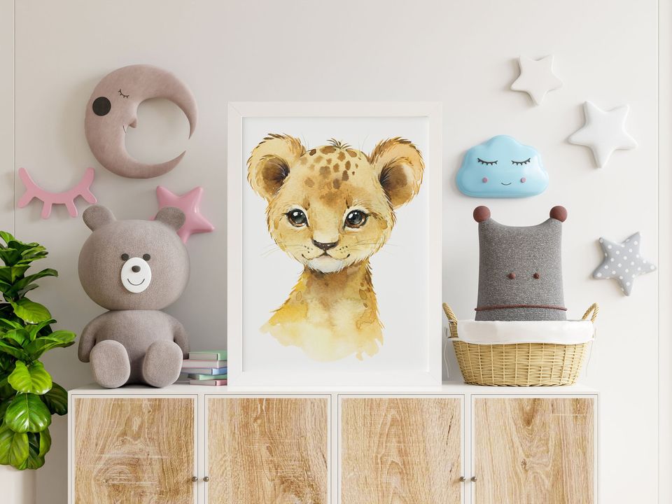 Lion SAFARI poster, forest nursery animals poster