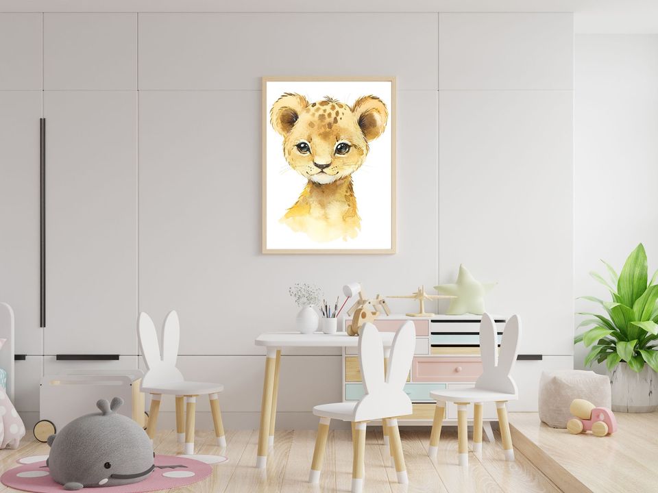 Lion SAFARI poster, forest nursery animals poster