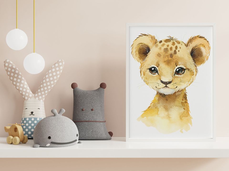 Lion SAFARI poster, forest nursery animals poster