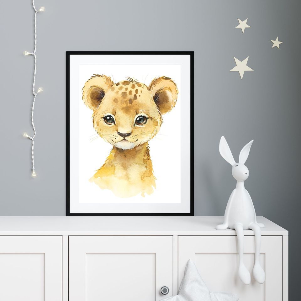 Lion SAFARI poster, forest nursery animals poster