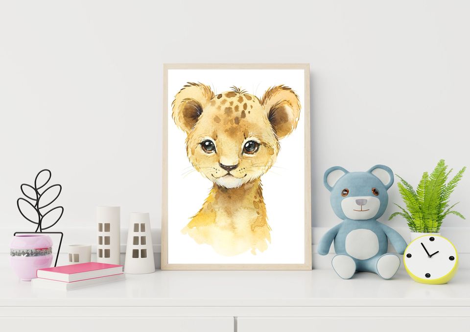 Lion SAFARI poster, forest nursery animals poster