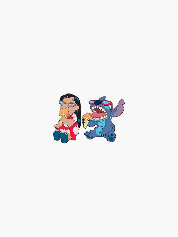 lilo and stitch eating ice cream Sticker