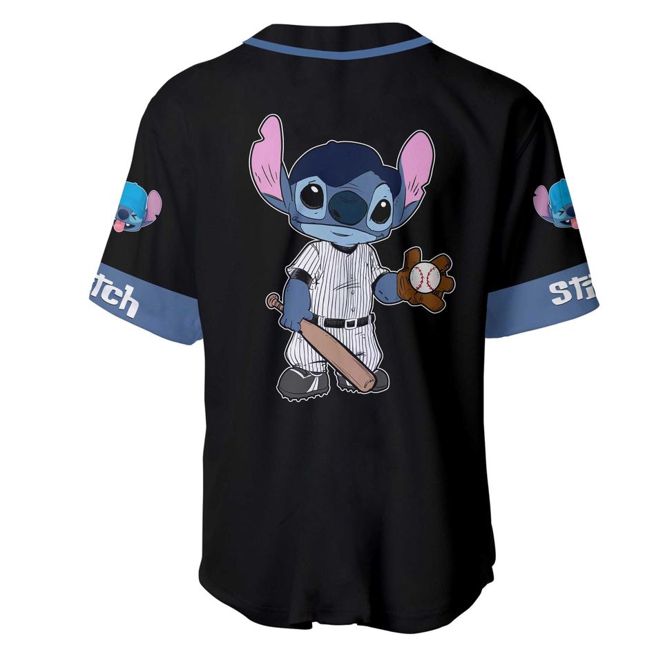Stitch Blue Black Disney Custom Baseball Jersey
