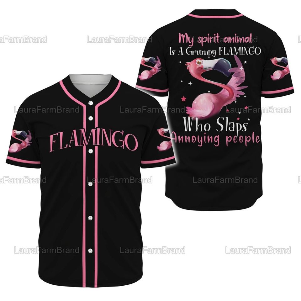 Personalized Name Flamingo Baseball Jersey