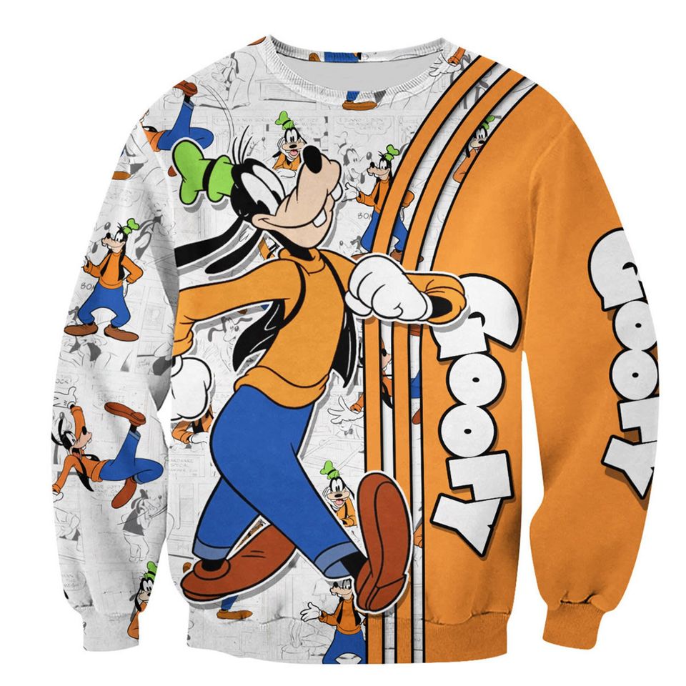 Goofy Orange Comic Book Patterns Disney 3D Sweatshirt