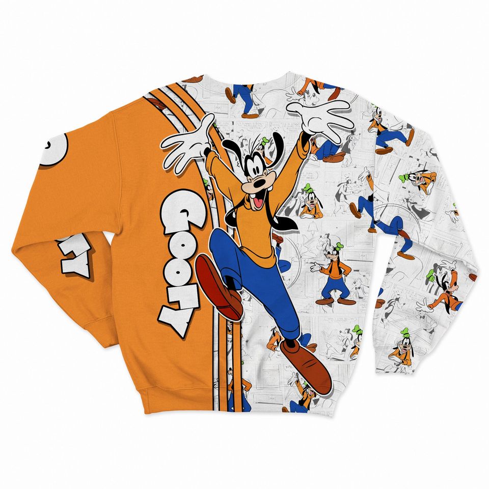 Goofy Orange Comic Book Patterns Disney 3D Sweatshirt