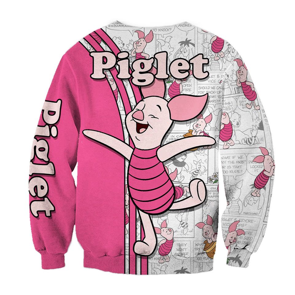 Piglet Pink Comic Book Patterns Disney 3D Sweatshirt