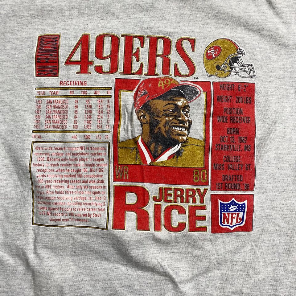 1991 Jerry Rice 49ers Stats T-shirt