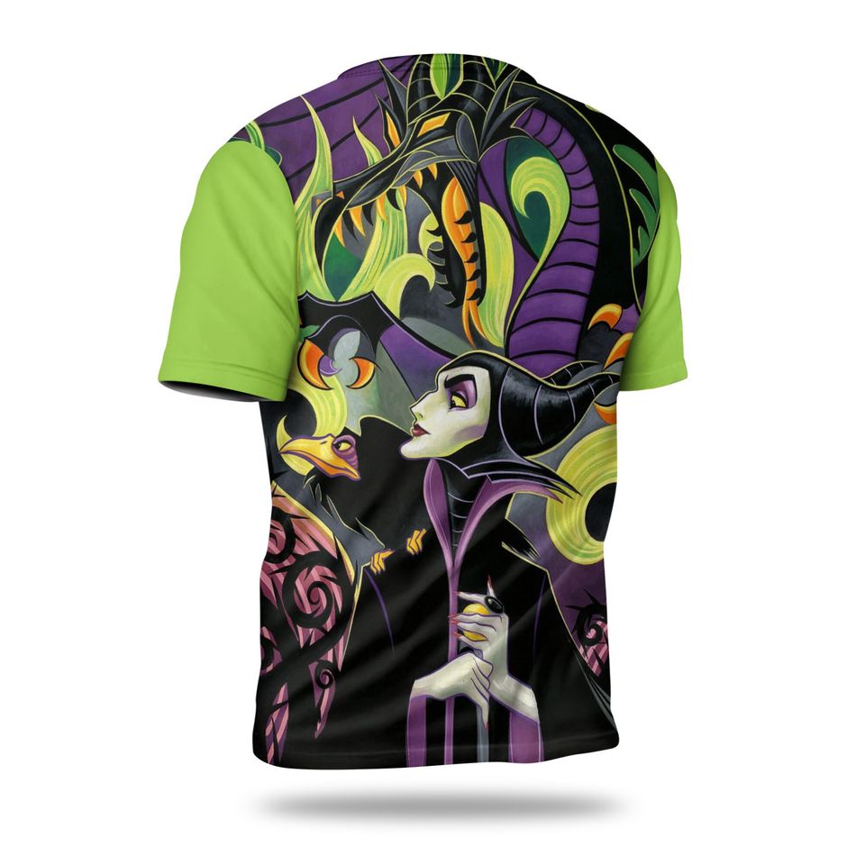 Maleficent & Diablo Green Button Overalls Patterns Disney Outfits Unisex Casual T-shirts 3D