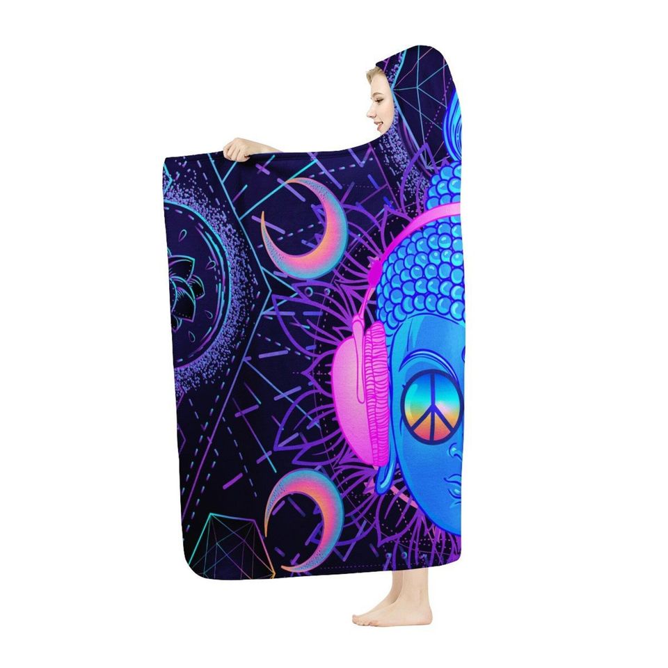 Sacred Hippie Buddha Celestial Hooded Blanket