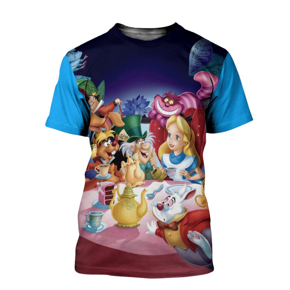 Alice In Wonderland Blue Button Overalls Patterns Disney 3D T-shirts