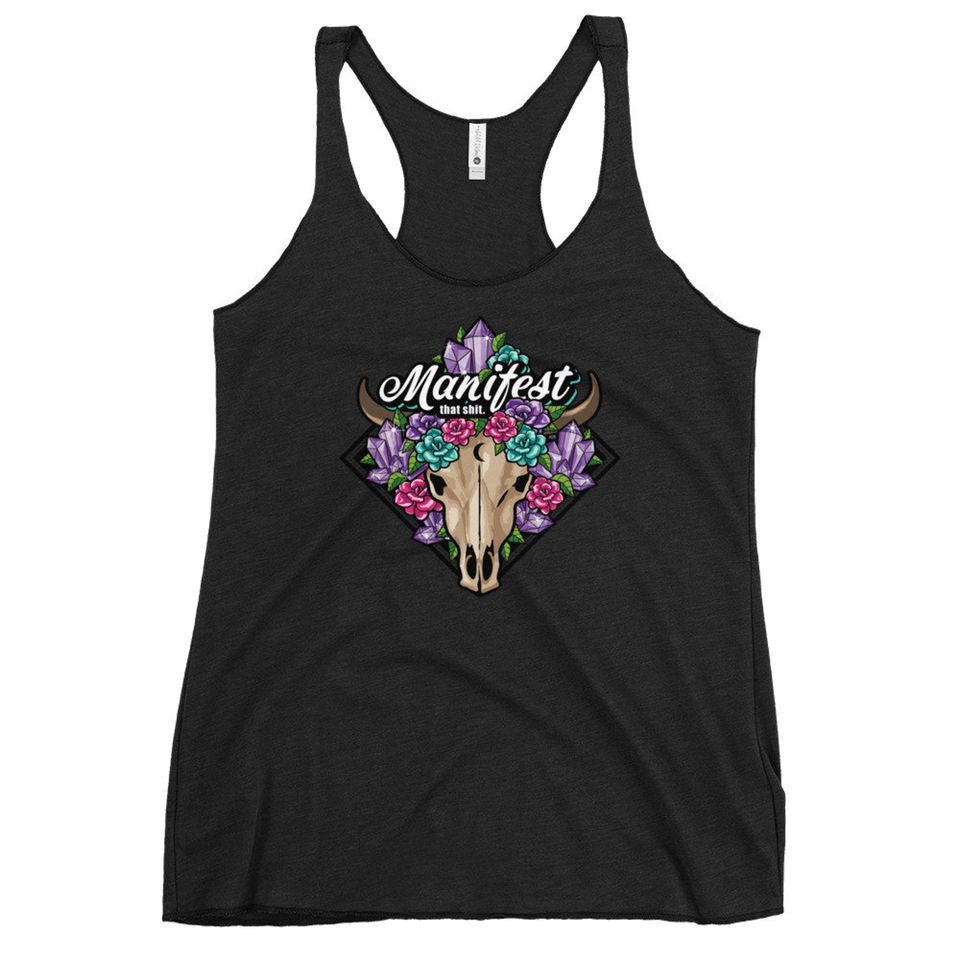 Manifest That Shit Tank Top Boho Skull & Crystals