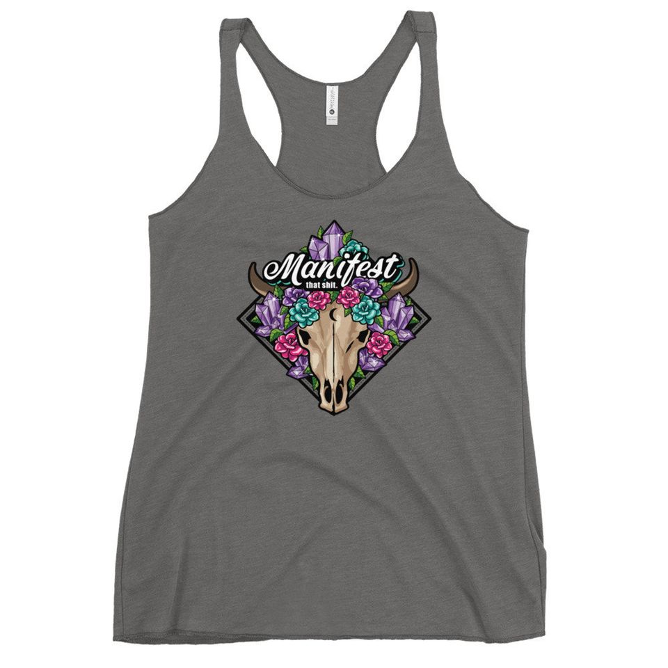 Manifest That Shit Tank Top Boho Skull & Crystals