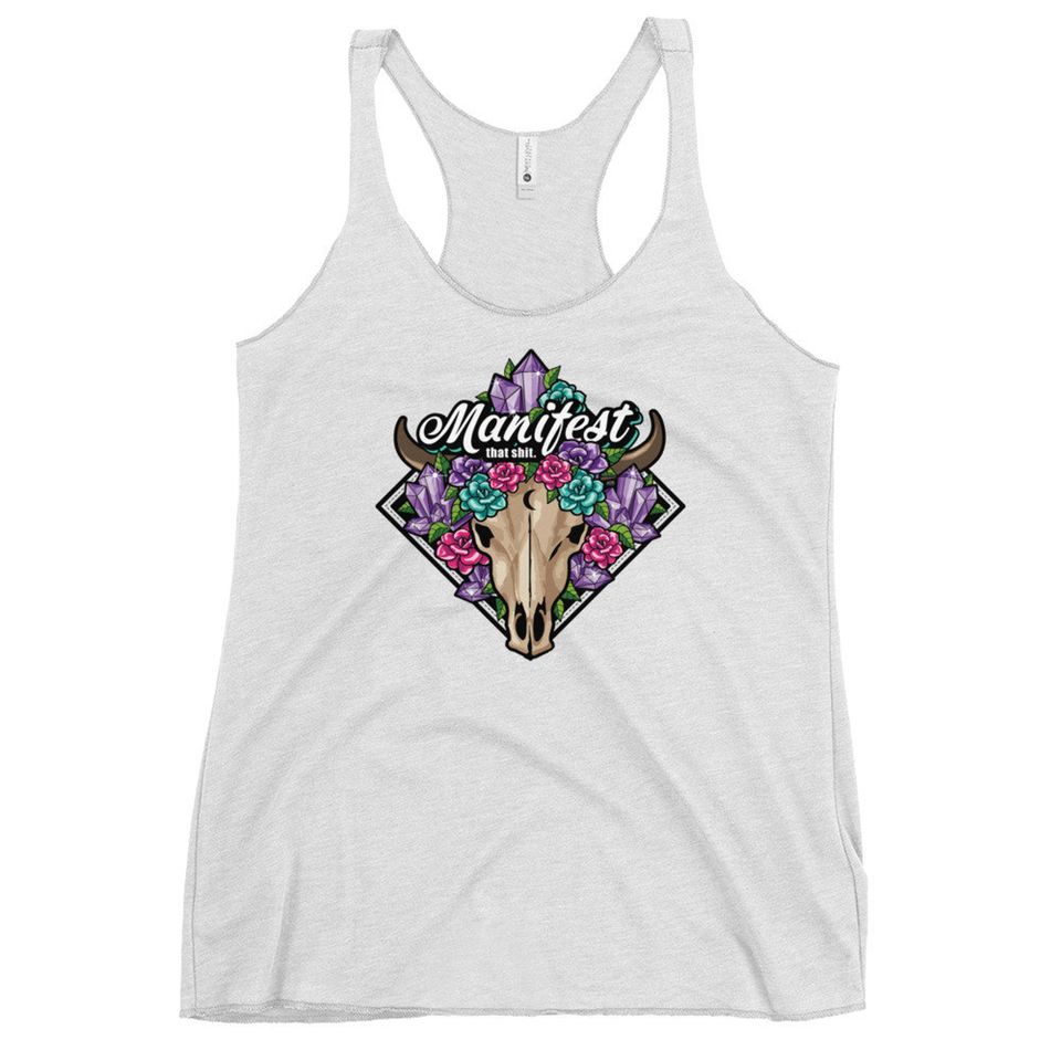 Manifest That Shit Tank Top Boho Skull & Crystals