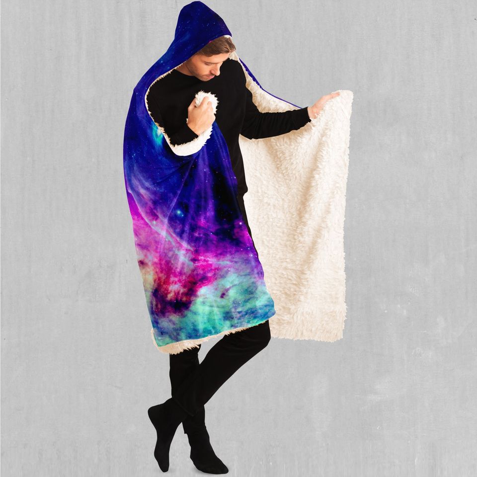 Galaxy Space Sherpa Microfleece Cape Hooded Blanket