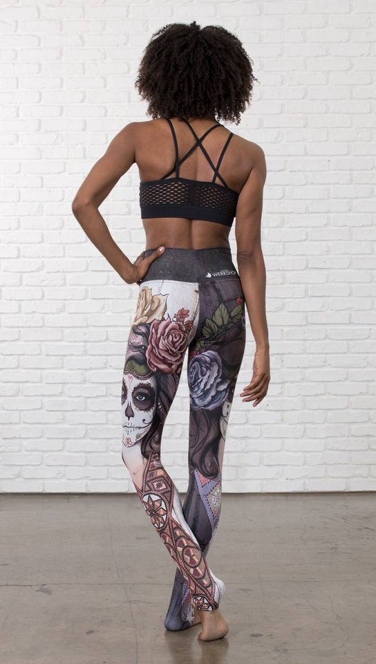 Sugar Skull Leggings with Rose Buds