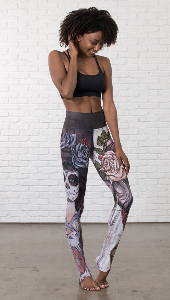 Sugar Skull Leggings with Rose Buds