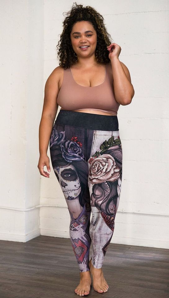Sugar Skull Leggings with Rose Buds