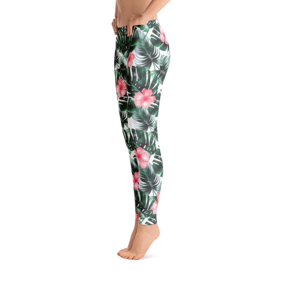 Tropical Leggings, High Waist Leggings