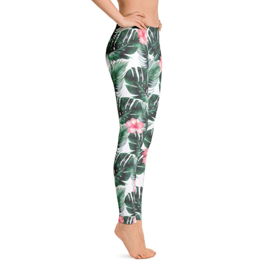 Tropical Leggings, High Waist Leggings