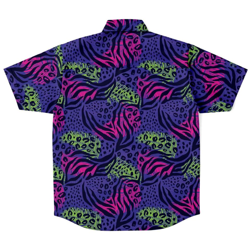 Purple Colorful Animal Print Leopard Hawaiian Shirt