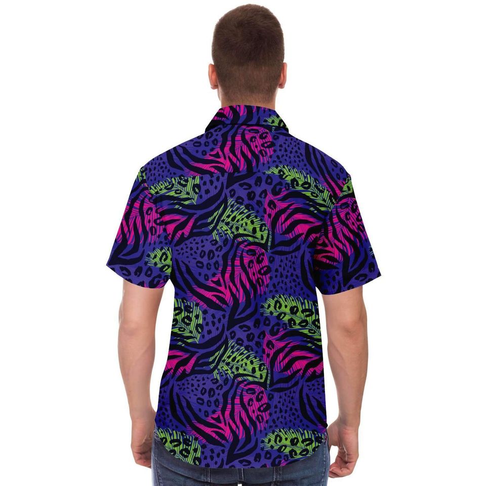 Purple Colorful Animal Print Leopard Hawaiian Shirt