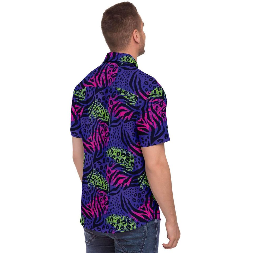 Purple Colorful Animal Print Leopard Hawaiian Shirt