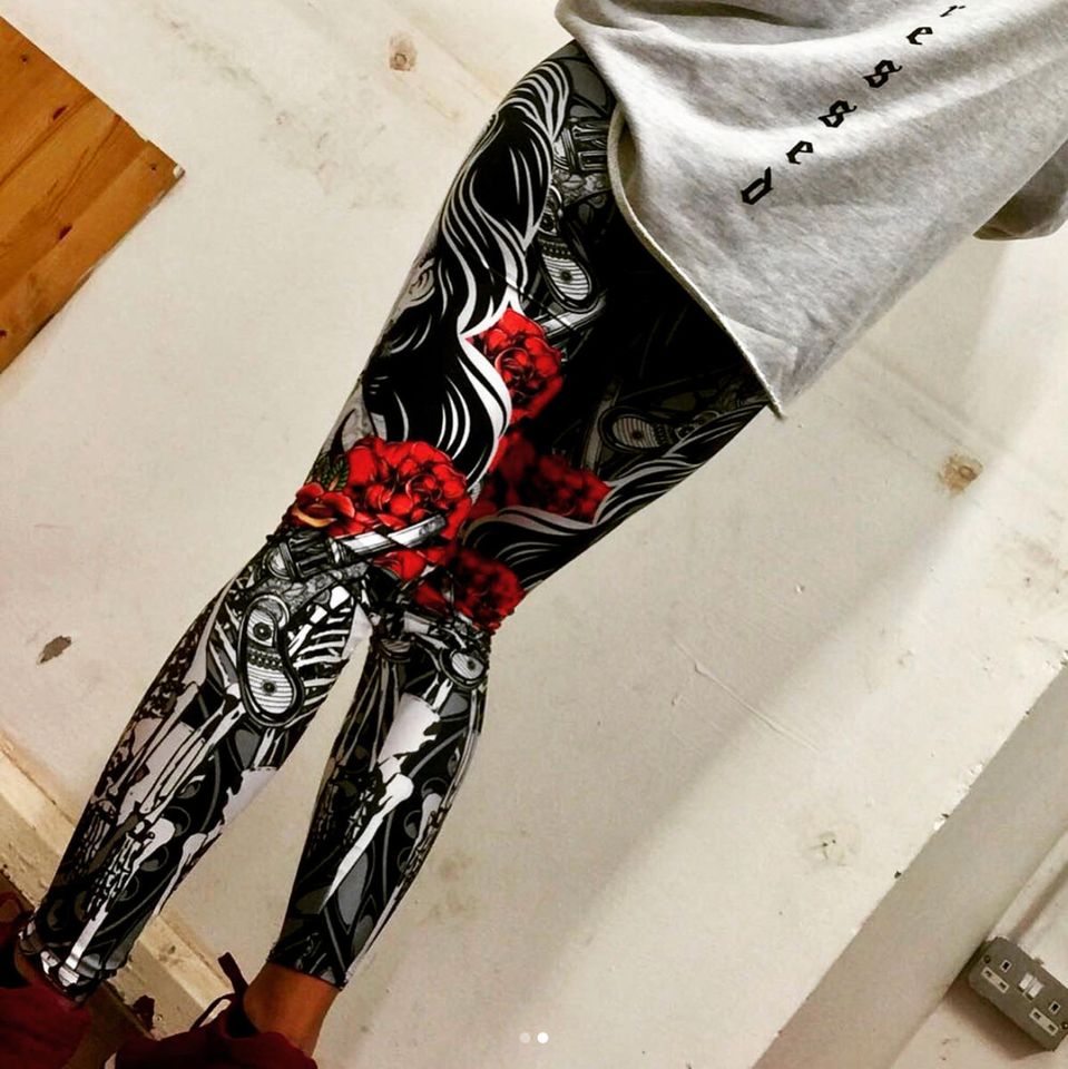 Sugar Skull Mexican Skeleton Print Alternative Leggings
