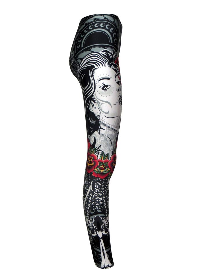 Sugar Skull Mexican Skeleton Print Alternative Leggings