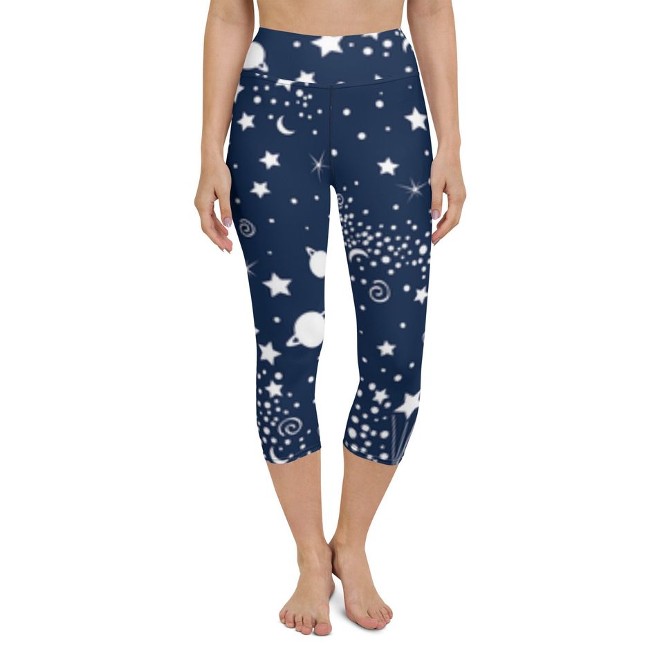 Space and Stars Yoga Capri Leggings