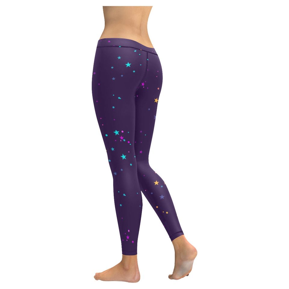 Magical Dark Purple Starry Low Rise Leggings