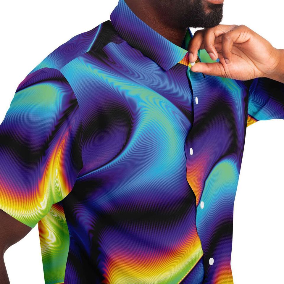 Holographic Iridescence Colorful Psychedelic Men's Shirt