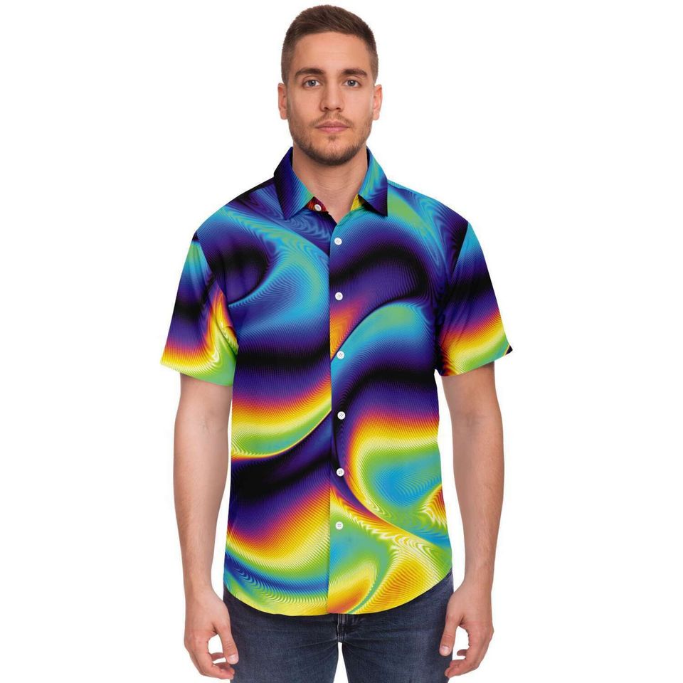 Holographic Iridescence Colorful Psychedelic Men's Shirt