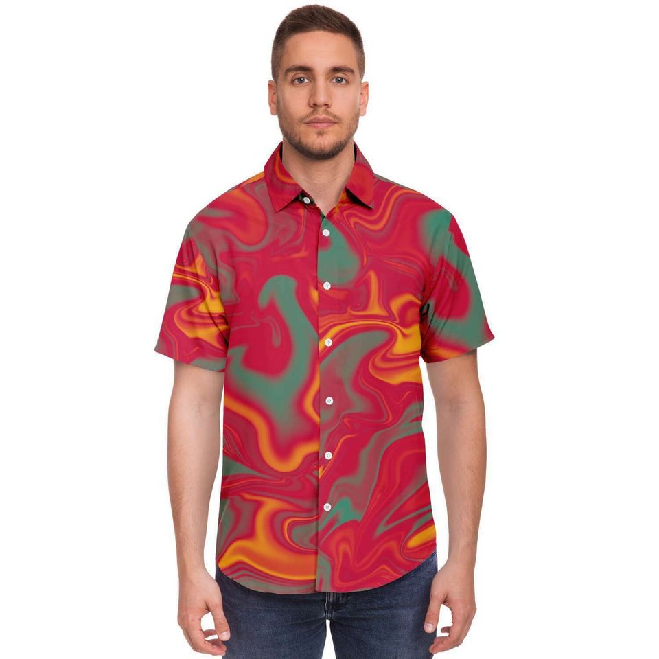 Candy Pop Red Mint Marble Smoke Sunset Liquid Holographic Hawaiian Shirt