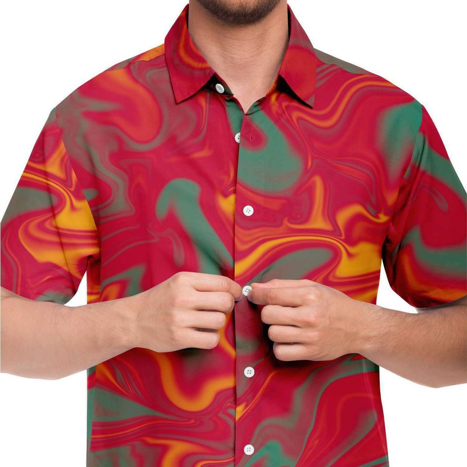 Candy Pop Red Mint Marble Smoke Sunset Liquid Holographic Hawaiian Shirt