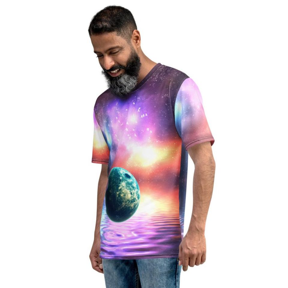 Aurora Sky Floating Earth On Lake Print 3D T Shirt