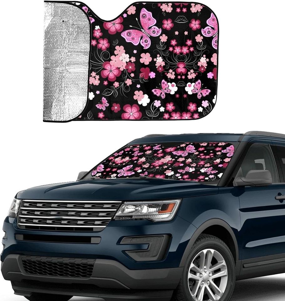 Flower Butterfly Car Windshield Sun Shade for Car