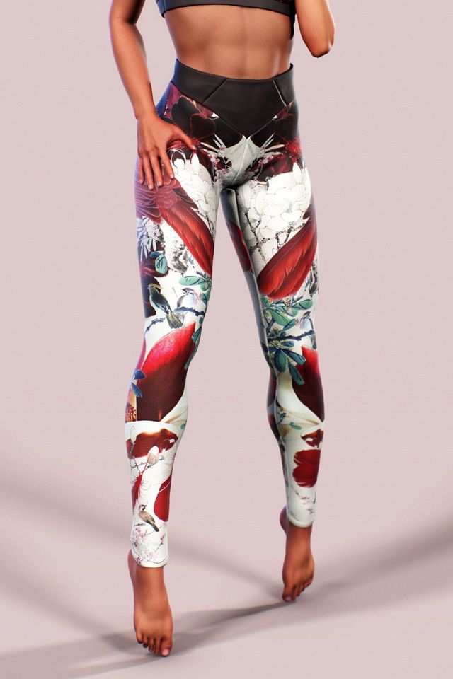 Fire Bird Leggings Feather Printed Yoga