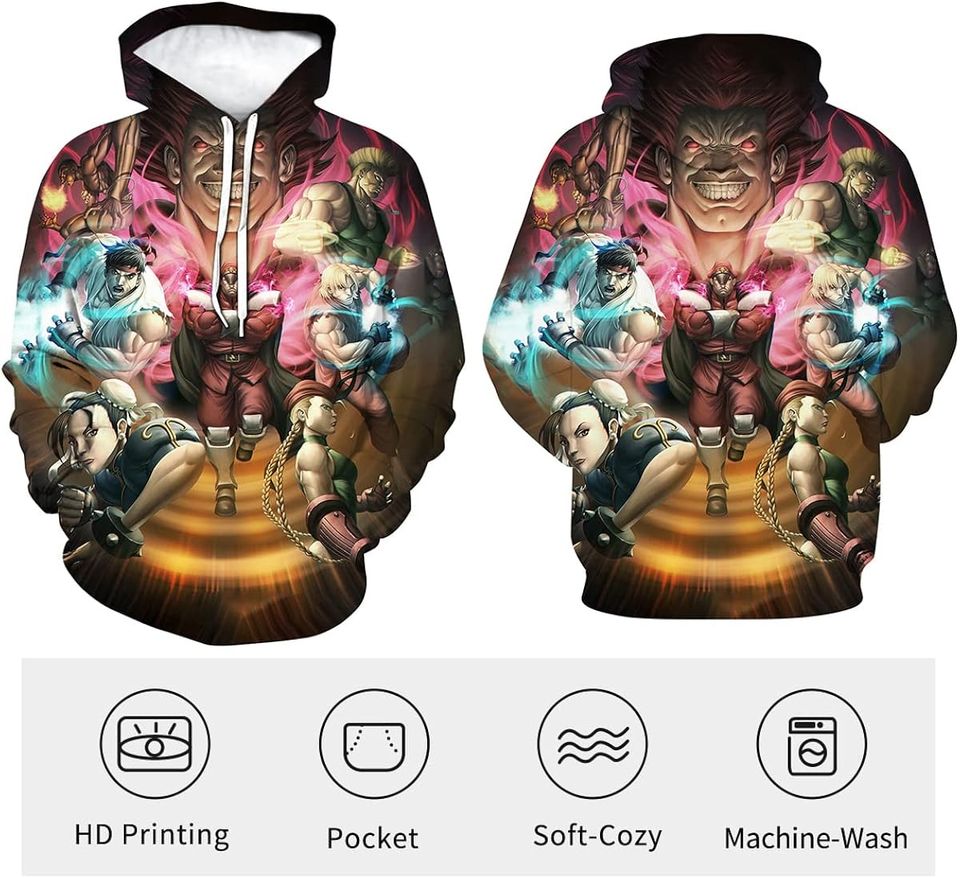 Street Fighter Hoodie Game Character HD 3D Printed Pullover