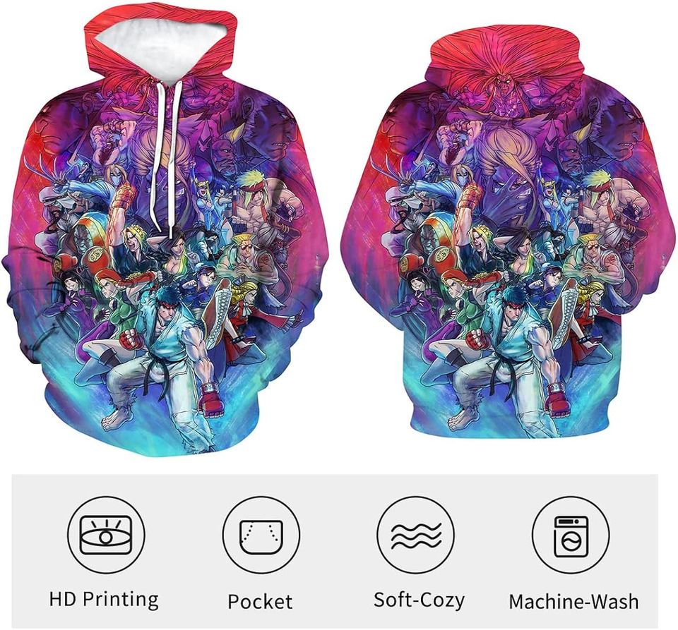 Street Fighter Hoodie Game Character HD 3D Printed Pullover
