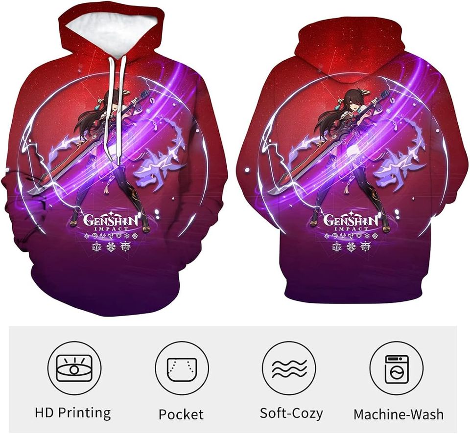 Japanese Anime Genshin Impact Hoodie  3D Printed Multicolor clothes
