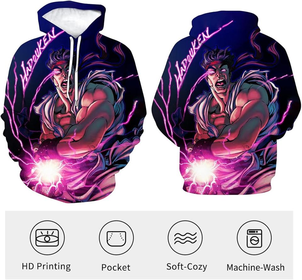 Street Fighter Hoodie Game Character HD 3D Printed Pullover