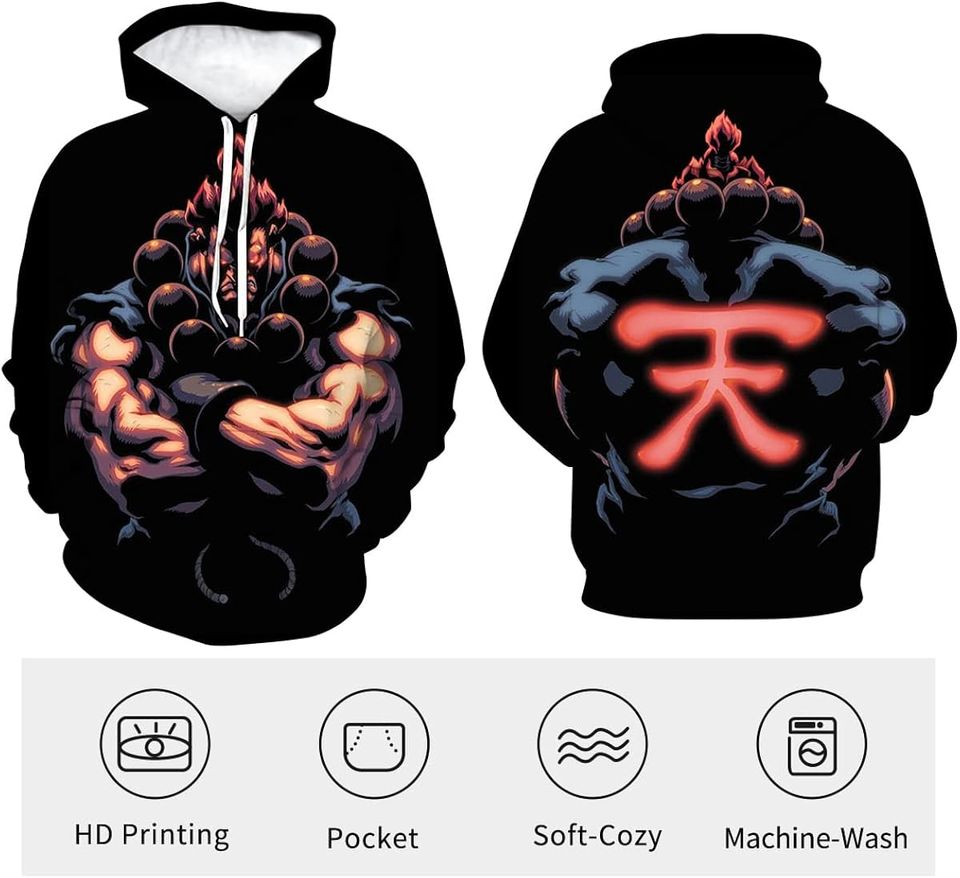 Street Fighter Hoodie Game Character  HD 3D Printed Pullover