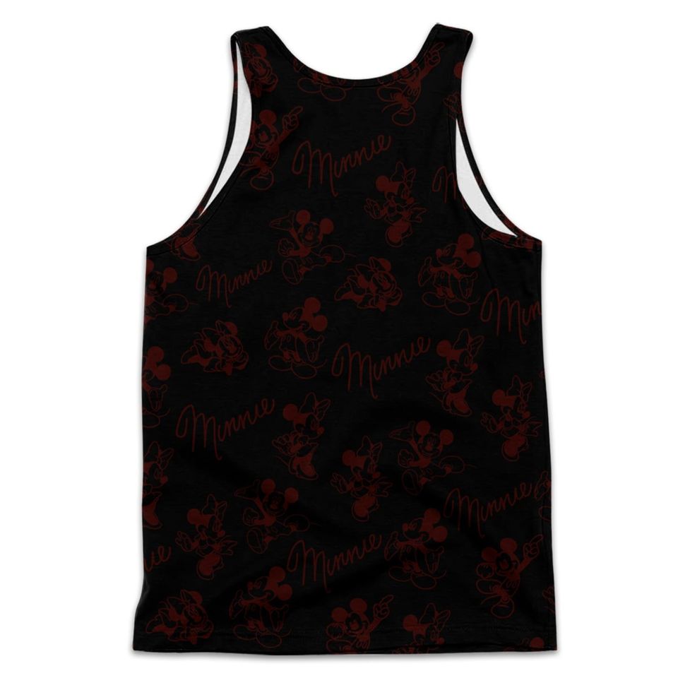 Minnie Mouse My Happy Place Black Patterns Disney Cartoon Graphic Summer Vacation Tanktop