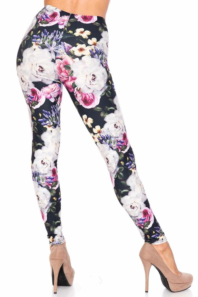 Creamy Soft Floral Garden Bouquet Leggings