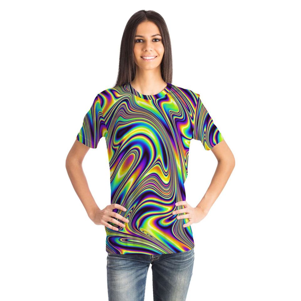 Liquid Paint Swirls Waves Psychedelic Festival Edm  3D T-shirt