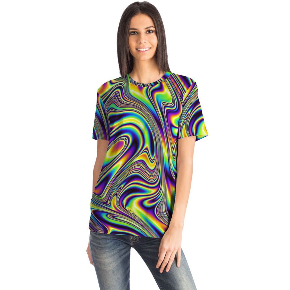 Liquid Paint Swirls Waves Psychedelic Festival Edm  3D T-shirt
